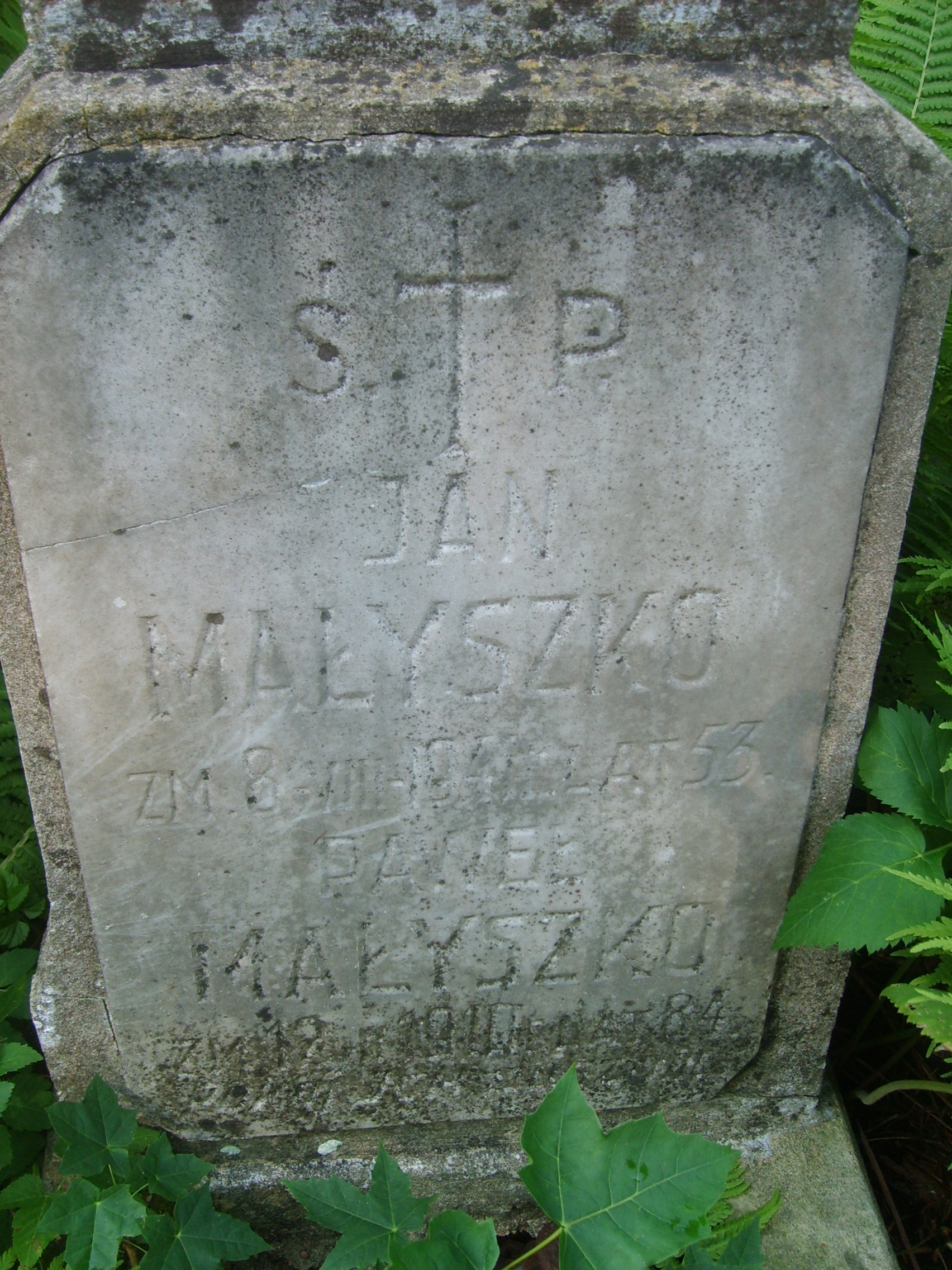 Fragment of the tombstone of Jan and Pavel Malyshko from the Ross Cemetery in Vilnius, as of 2013.