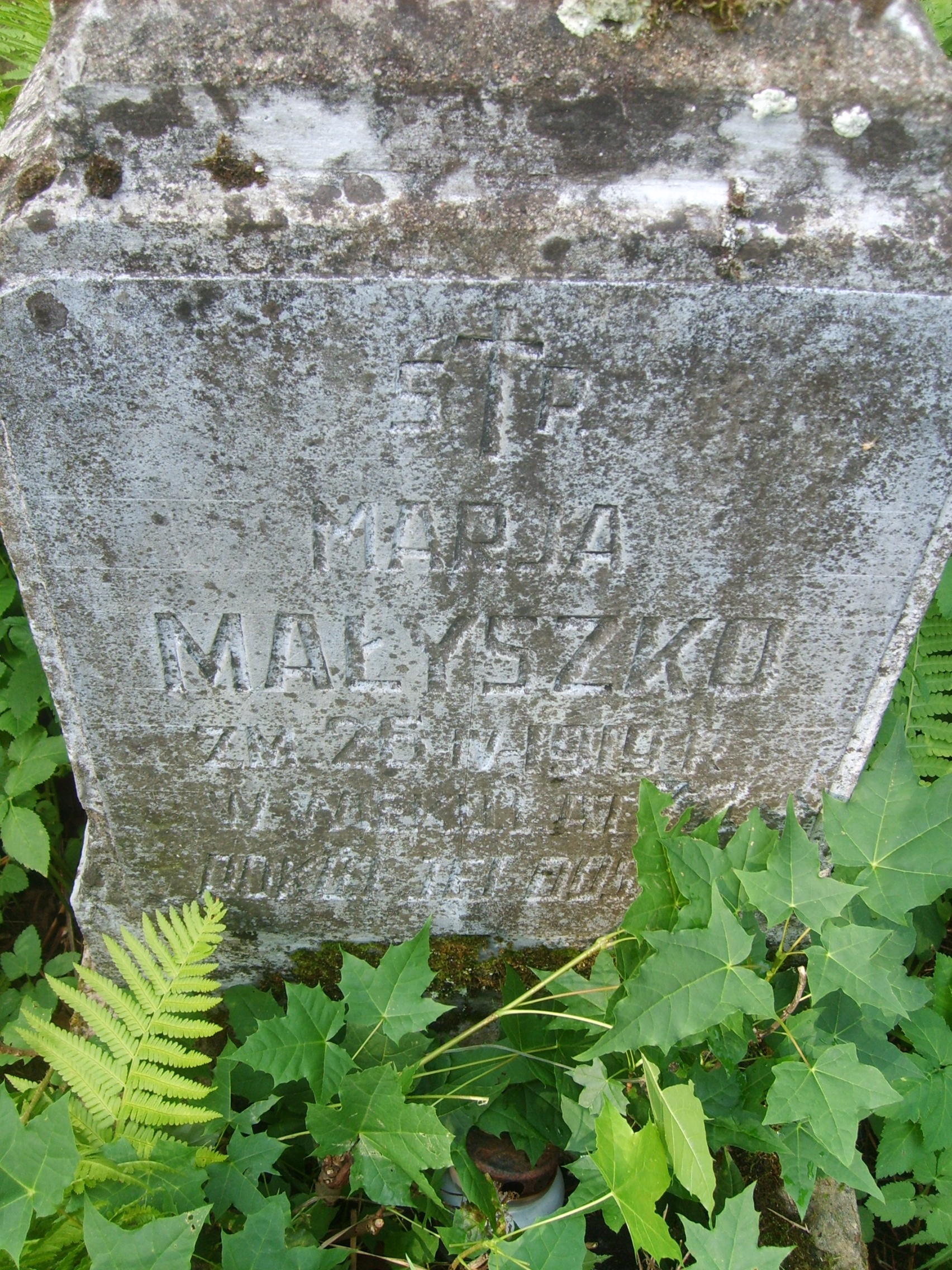Fragment of the gravestone of Maria and Maria Malyshko from the Ross Cemetery in Vilnius, as of 2013.