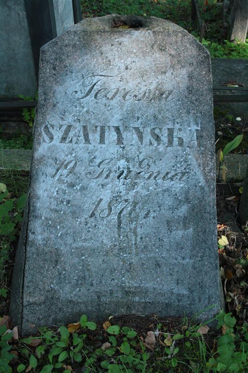 Tombstone of Teresa Szatyńska from the Ross Cemetery in Vilnius, as of 2013.