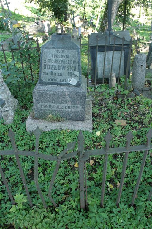 The tombstone of Apolonia Kozlowska from the Ross Cemetery in Vilnius, as of 2013.