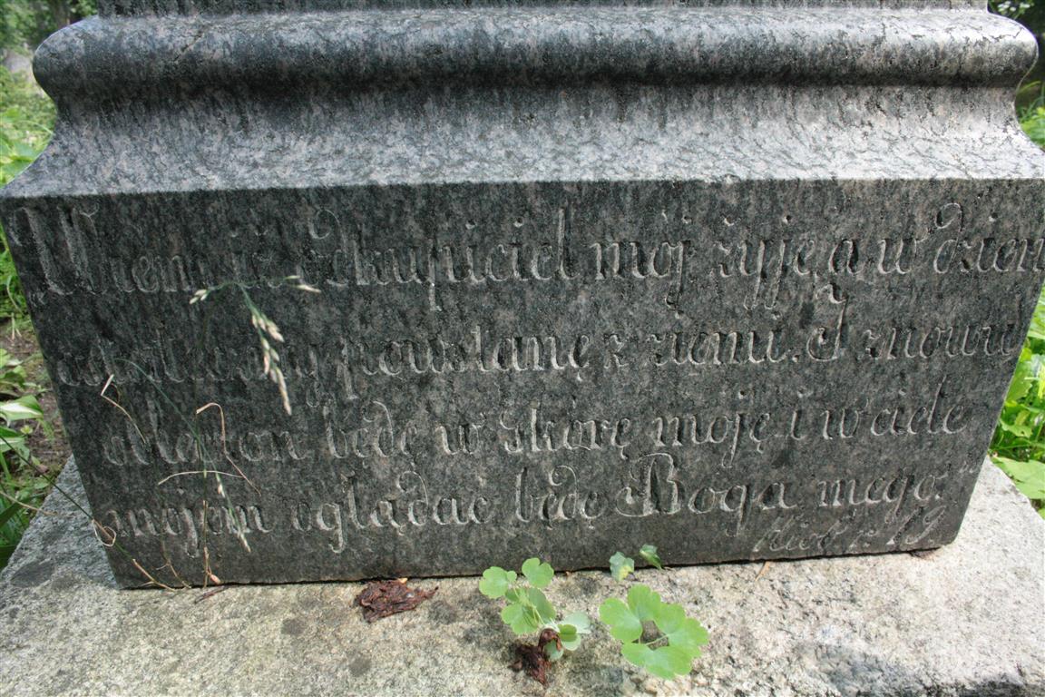 Fragment of Klemens Linkin's tombstone from the Ross Cemetery in Vilnius, as of 2013.