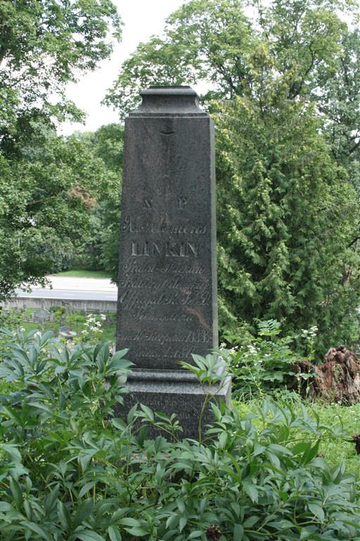 Tombstone of Klemens Linkin from the Ross Cemetery in Vilnius, as of 2013.