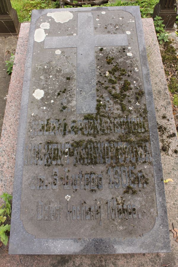 Płyta grobowca Heleny Milkont Narwoysz, cmentarz na Rossie w Wilnie, stan z 2013