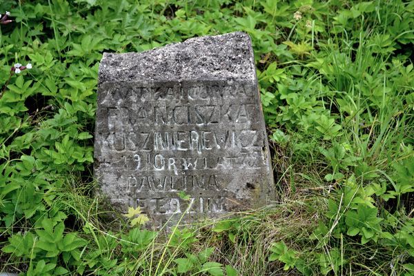 Tombstone of Franciszka Kusznierewicz and Paulina Je[ł][o]zin, Na Rossie cemetery in Vilnius, as of 2013