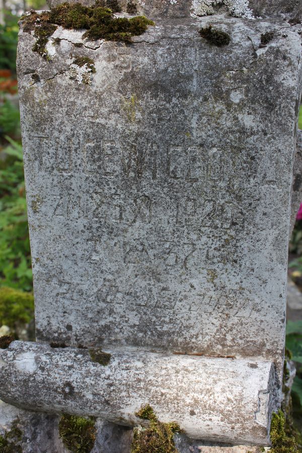 Fragment nagrobka Janiny Tucewicz, cmentarz na Rossie w Wilnie, stan z 2013