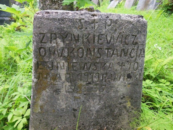 Inscription on the gravestone of Konstancja Luniewska, Na Rossie cemetery in Vilnius, as of 2013