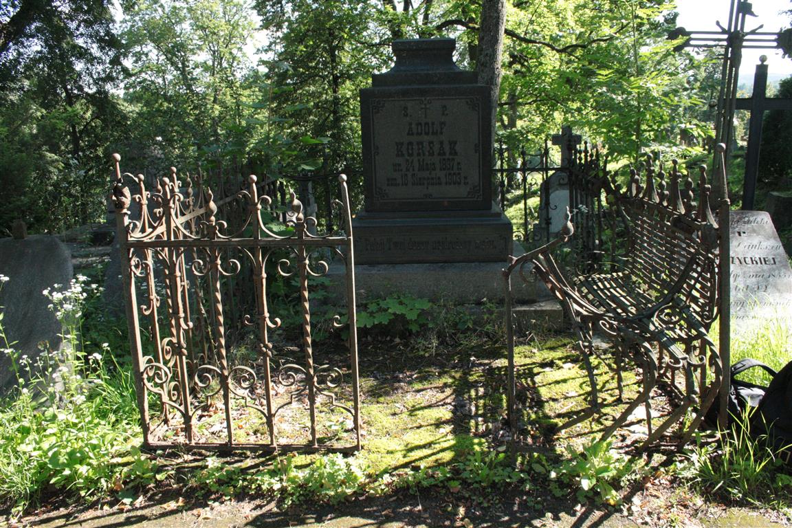 Adolf Korsak's gravestone from the Ross Cemetery in Vilnius, as of 2013.