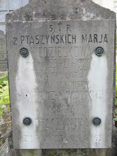 Grobowiec Marii Niedzielkowej oraz Marii i Władysława Ptaszyńskich, cmentarz na Rossie w Wilnie, stan na 2013 r.