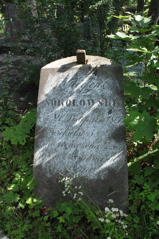 Tombstone of Ildefons Sokolowski from the Ross cemetery in Vilnius, as of 2013.