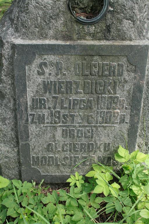 Fragment of the tombstone of Olgierd Wierzbicki from the Ross Cemetery in Vilnius, as of 2013