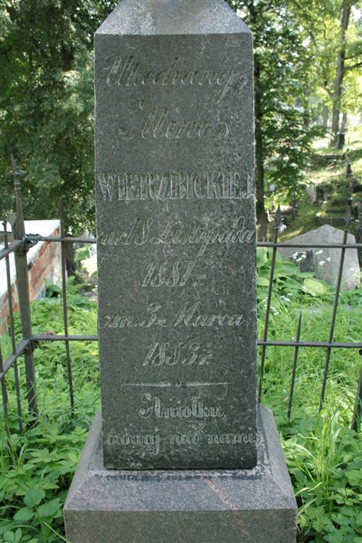 Fragment of Mini Wierzbicka's gravestone from the Ross cemetery in Vilnius, as of 2013.