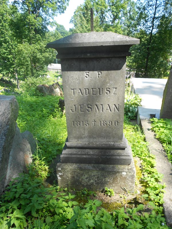 Tombstone of Tadeusz Jeśman from the Ross cemetery in Vilnius, as of 2014.