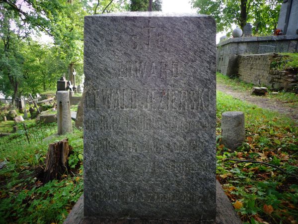 Inskrypcja z grobowca Edwarda Lewalda-Jezierskiego, cmentarz Na Rossie w Wilnie, stan z 2013 r.