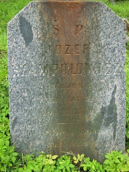 Inskrypcja nagrobka Józefa Szampołowicza, cmentarz Na Rossie w Wilnie, stan z 2013