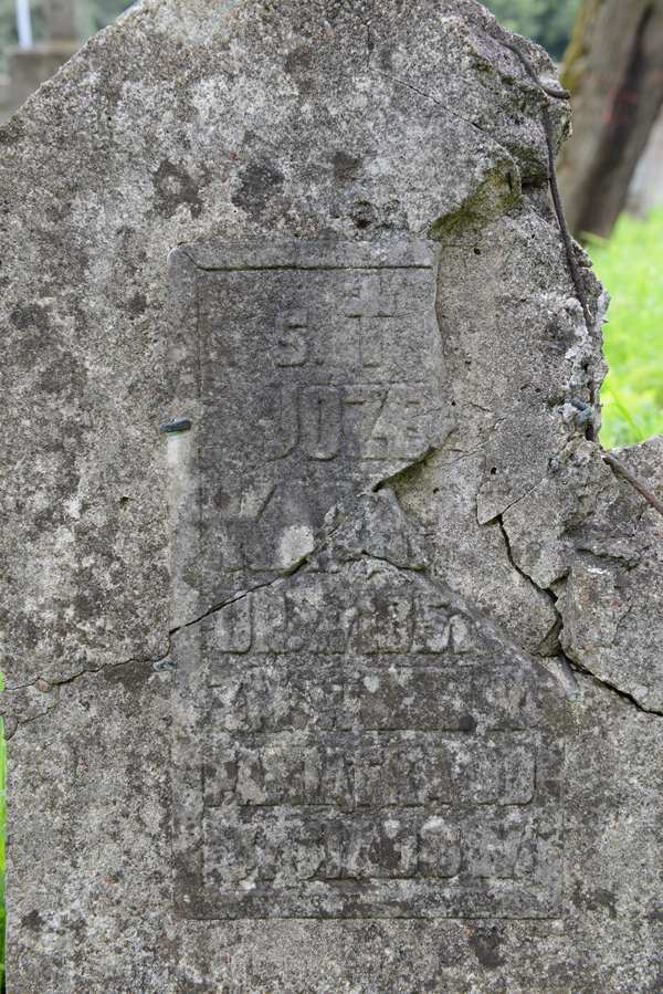 Fragment of Joseph Karna's tombstone, Ross cemetery, as of 2013