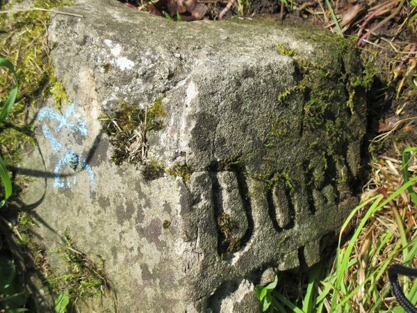 Tombstone of N. N. Domi[nika] Gr[...], Na Rossie cemetery in Vilnius, as of 2013