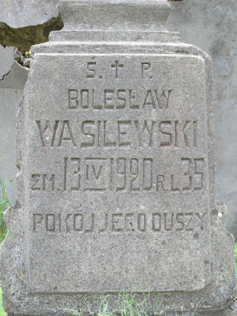 Tombstone of Bolesław Wasilewski, Ross cemetery in Vilnius, as of 2015.