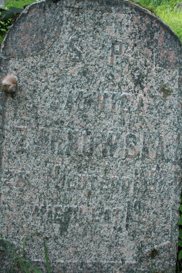 A fragment of the gravestone of Jadwiga Zarnowska, Na Rossie cemetery in Vilnius, as of 2013