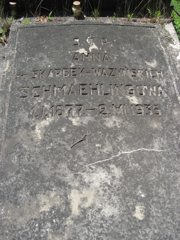 Grobowiec Anny Schmaehlingowej, cmentarz na Rossie w Wilnie, stan na 2013 r.