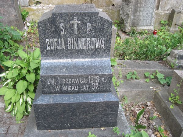 Nagrobek Zofii Biknerowej, cmentarz na Rossie w Wilnie, stan na 2013 r.