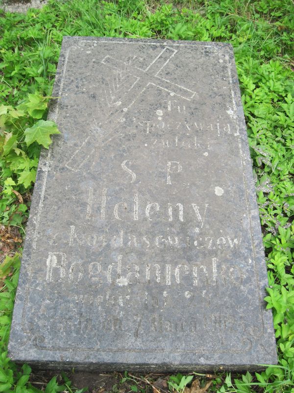 Tombstone of Helena Bogdanienko, Ross cemetery in Vilnius, as of 2013.