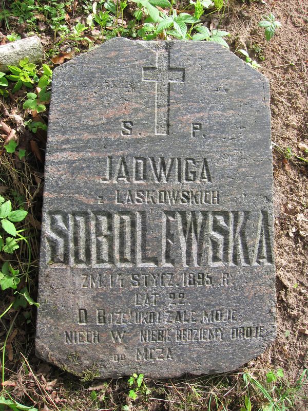 Nagrobek Jadwigi Sobolewskiej, cmentarz na Rossie w Wilnie, stan z 2013 r.