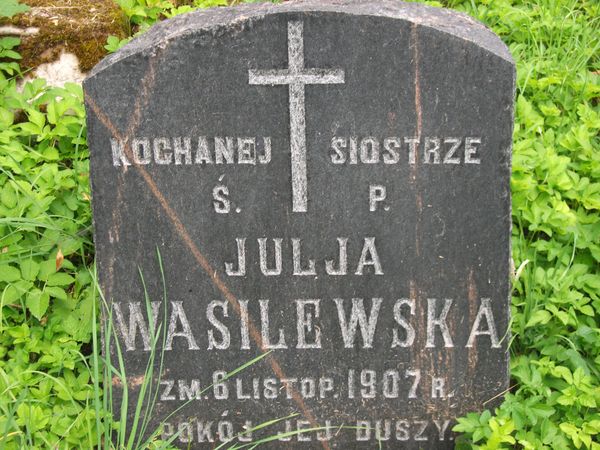 Nagrobek Julii Wasilewskiej, cmentarz na Rossie w Wilnie, stan na 2013 r.
