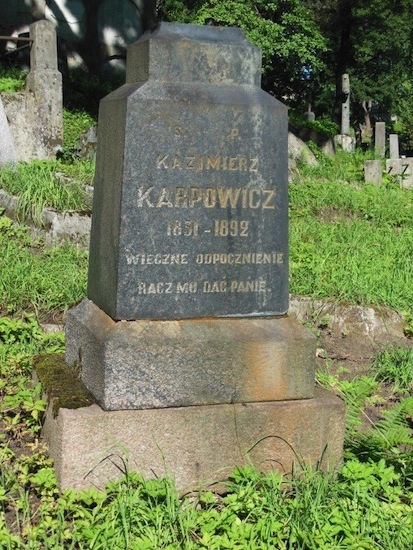 Tombstone of Kazimierz Karpowicz, Na Rossie cemetery in Vilnius, state of 2013