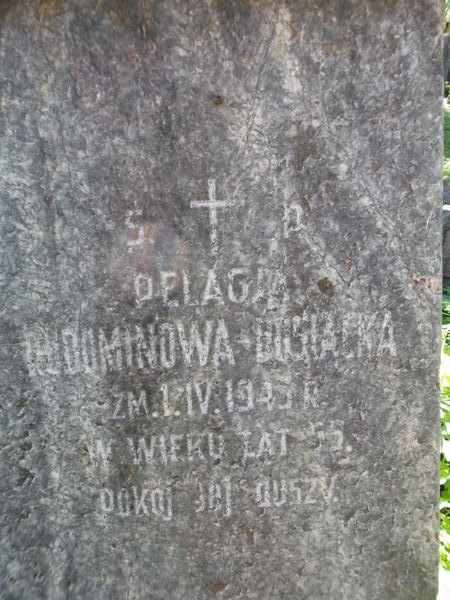 Inskrypcja z nagrobka Pelagii Dusiackiej, cmentarz Na Rossie w Wilnie, stan z 2012 roku