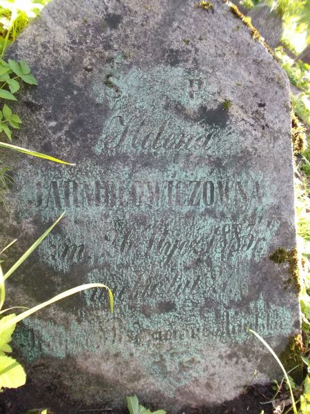 Inskrypcja z nagrobka Heleny Jarmołowicz, cmentarz Na Rossie w Wilnie, stan z 2012 roku