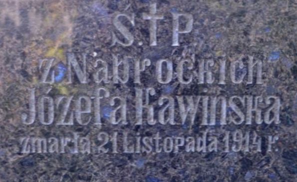 Napis z nagrobka Józefy Kawińskiej