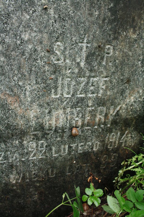 Fragment of a tombstone of Jozef Lunberny, Na Rossie cemetery in Vilnius, as of 2013