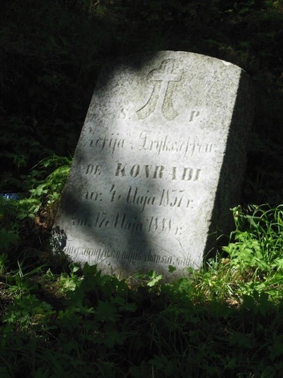 Tombstone of Sophie de Konradi, Na Rossie cemetery in Vilnius, state 2013