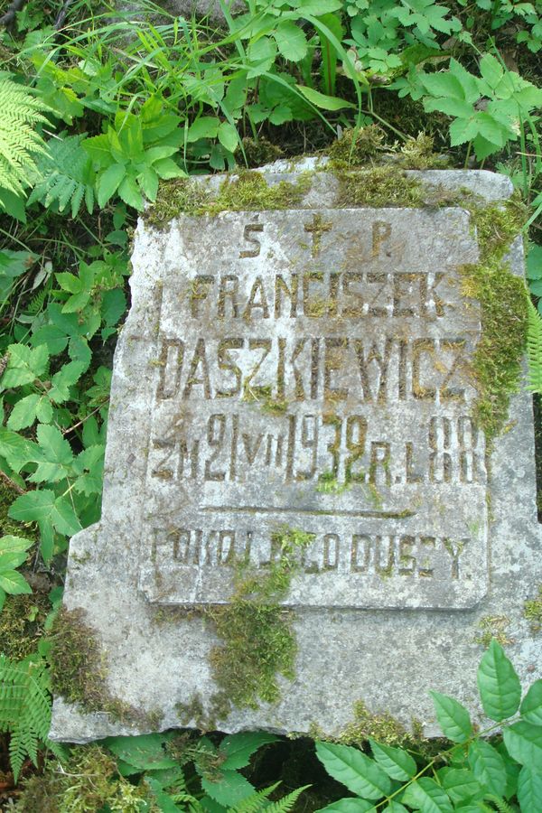 Tombstone of František Dashkevich, Ross cemetery in Vilnius, as of 2013