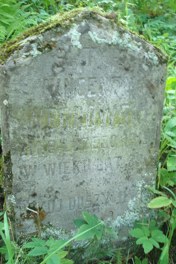 Inscription on the gravestone of Wincenty Węgrowski, Ross Cemetery in Vilnius, as of 2013