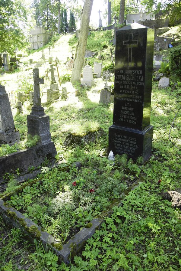 Tombstone of Zofia, Tadeusz and Wacław Suchocki, Ross Cemetery in Vilnius, state 2013