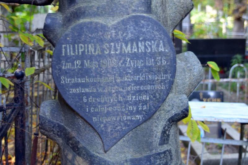 Napis z nagrobka Filipiny Szymańskiej