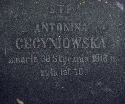 Inscription from the tombstone of Antonina Cecyniowska