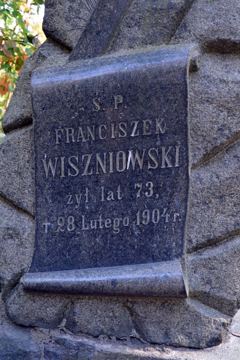 Napis z nagrobka Franciszka Wiszniowskiego