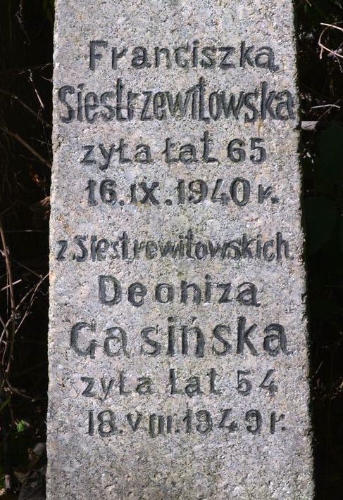 Inscription from the tombstone of Dionysia Gasirska and Franciszka Siestrzewitowska