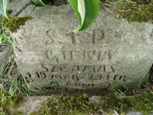 Fragment  nagrobka Gieni Szeamas z cmentarza na Rossie w Wilnie, stan z 2013 r.