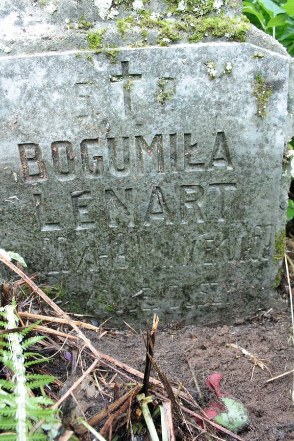 Fragment of Bogumila Lenart's tombstone, Na Rossie cemetery in Vilnius, state of 2013