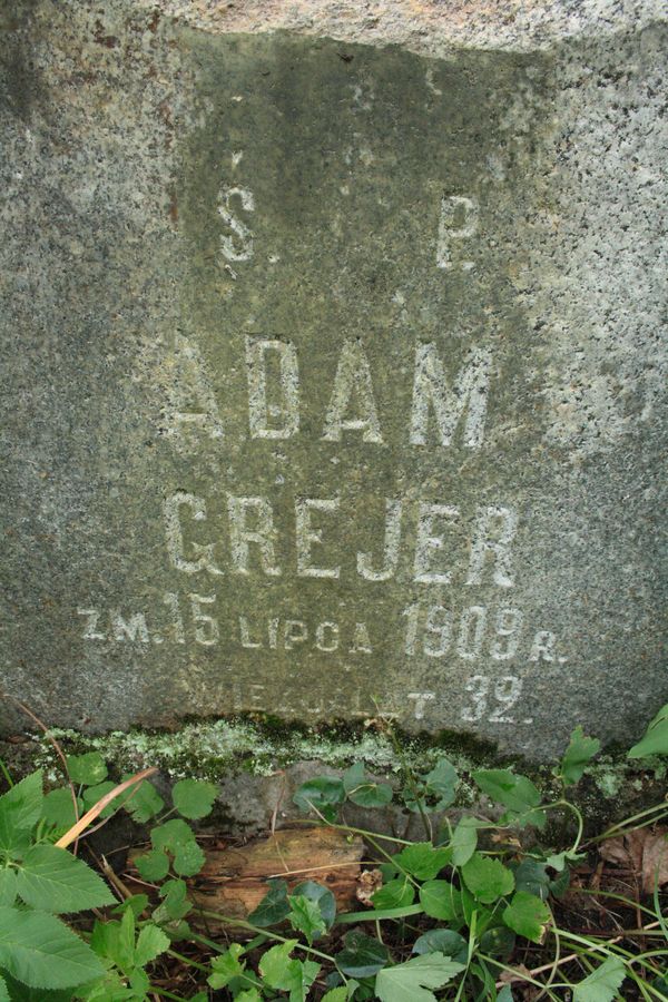 Tombstone of Adam Grejer, Na Rossie cemetery in Vilnius, as of 2013