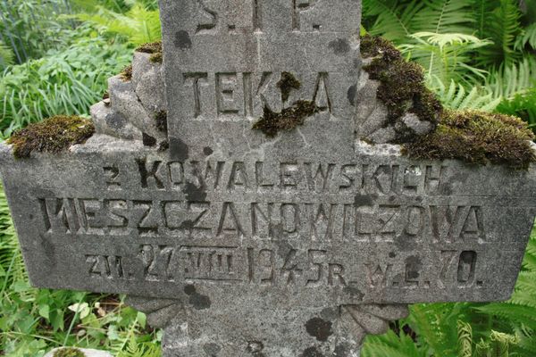 Fragment nagrobka Tekli Mieszczanowicz, cmentarz Na Rossie w Wilnie, stan z 2013