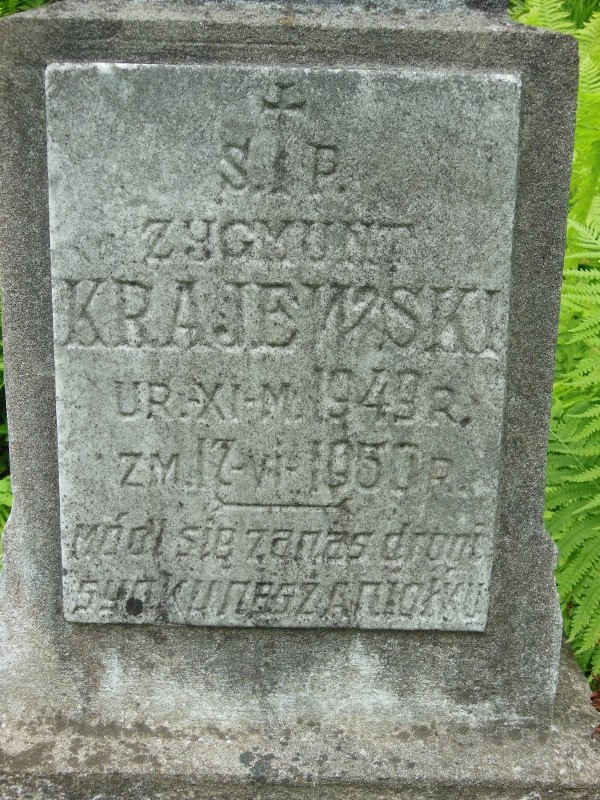 Fragment of a tombstone of Zygmunt Krajewski, Na Rossie cemetery in Vilnius, as of 2013