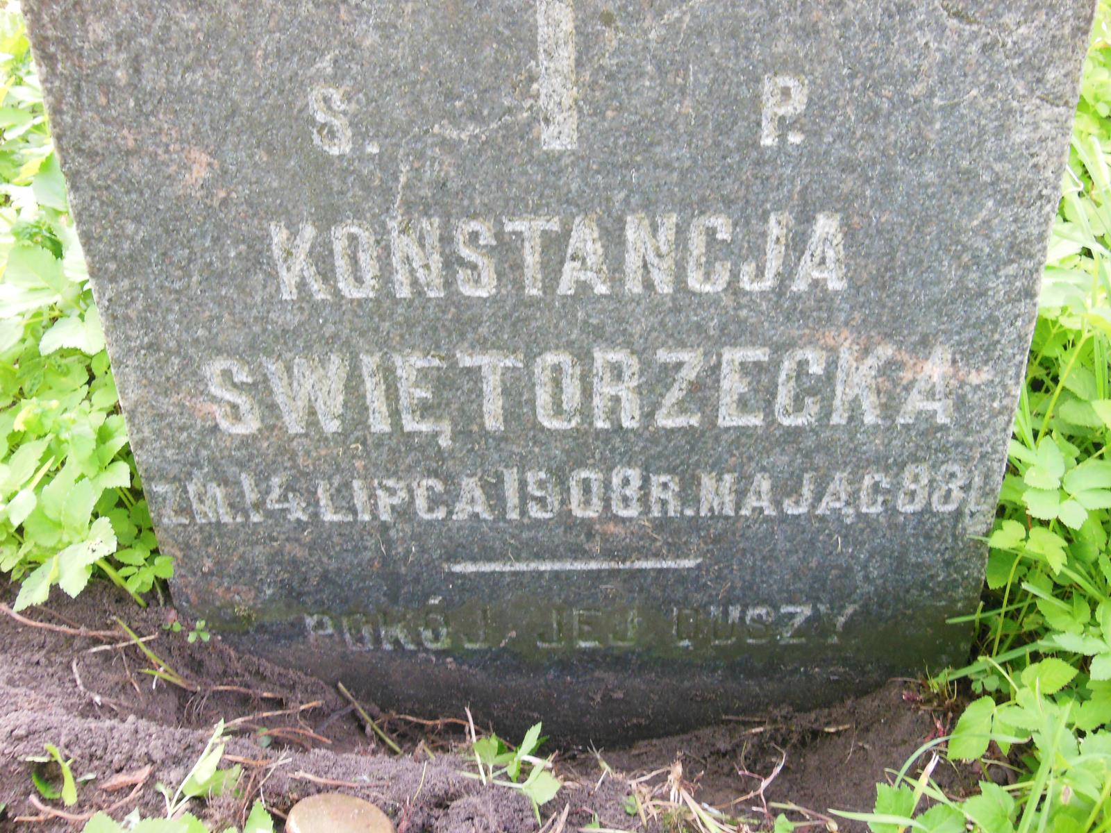Tombstone of Konstancja Sviatorzecka, Na Rossie cemetery in Vilnius, as of 2013