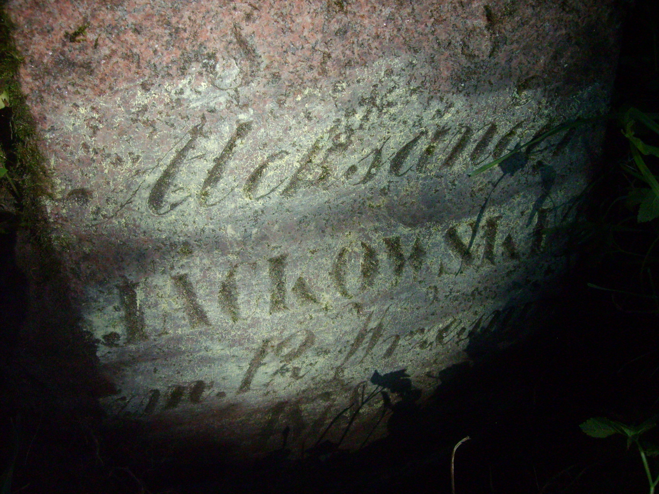 Fragment nagrobka Aleksandra Jackowskiego, cmentarz Na Rossie w Wilnie, stan z 2013