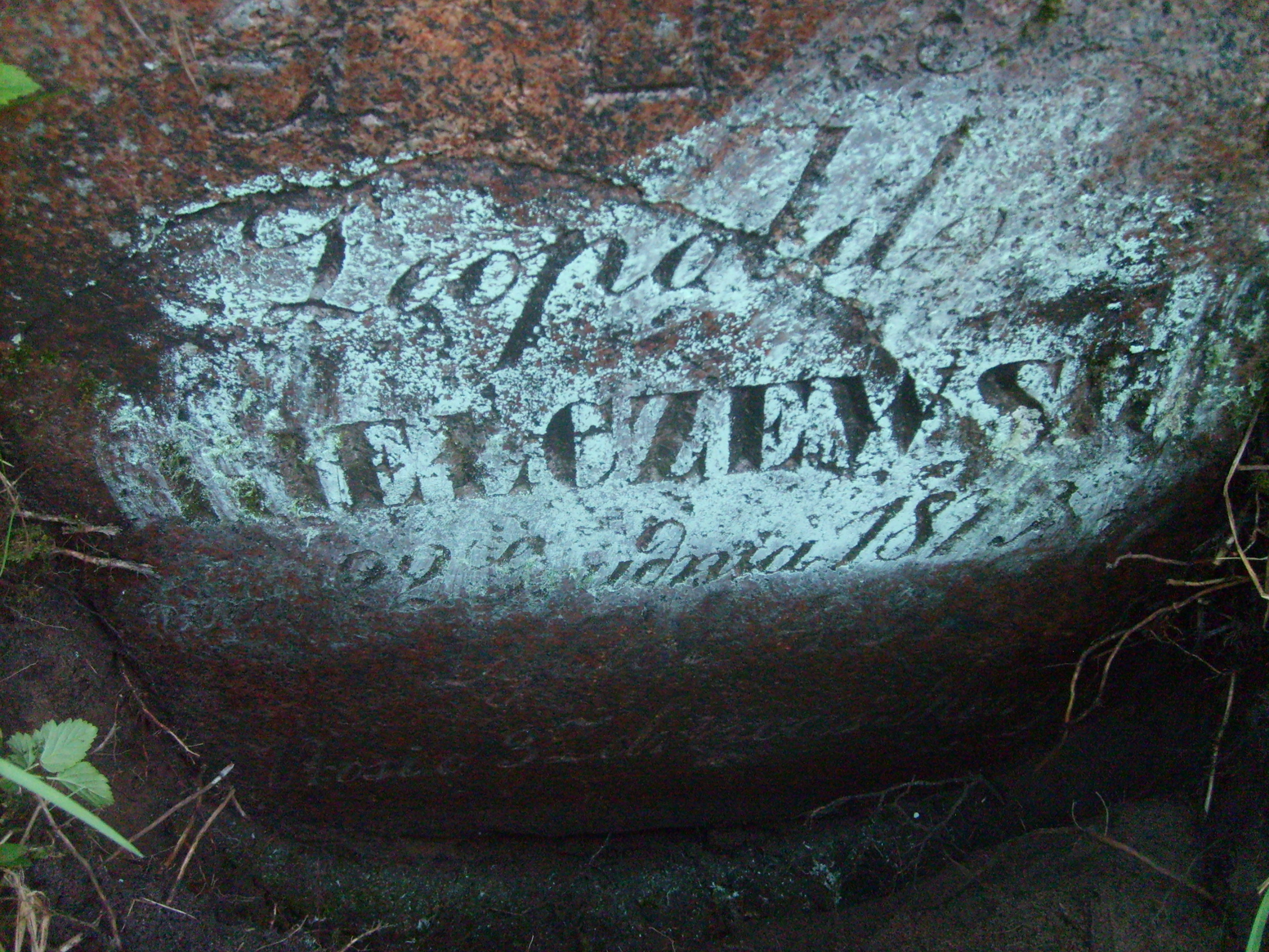 Fragment nagrobka Leopolda Kiełczewskiego, cmentarz Na Rossie w Wilnie, stan z 2013