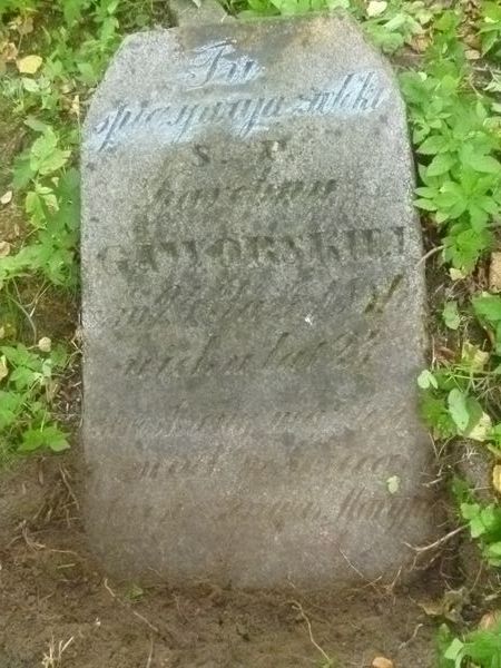 Inskrypcja z nagrobka Karoliny Gaworskiej, cmentarz Na Rossie w Wilnie, stan z 2013 r.