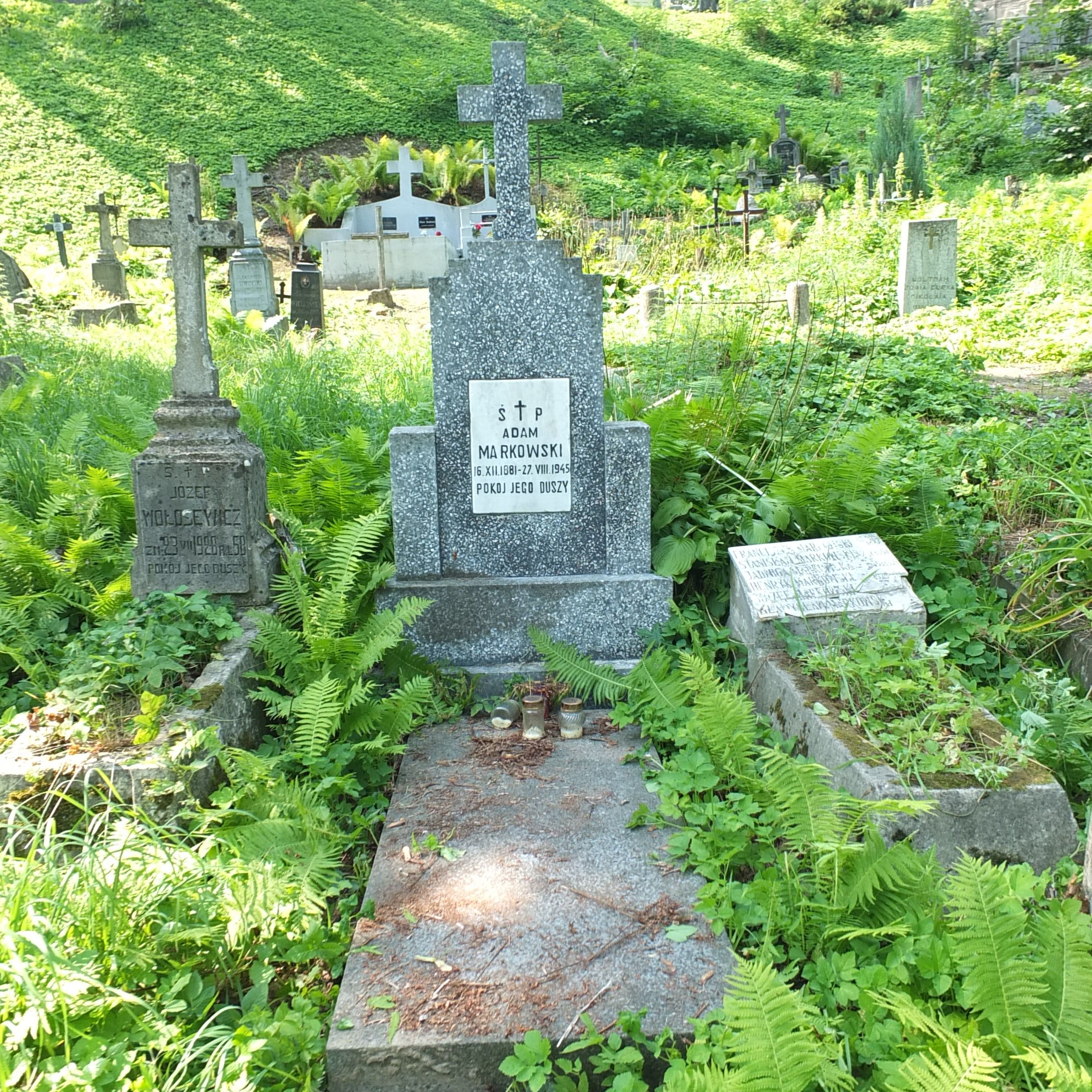 Tombstone of Adam Markowski, Na Rossie cemetery in Vilnius, as of 2013